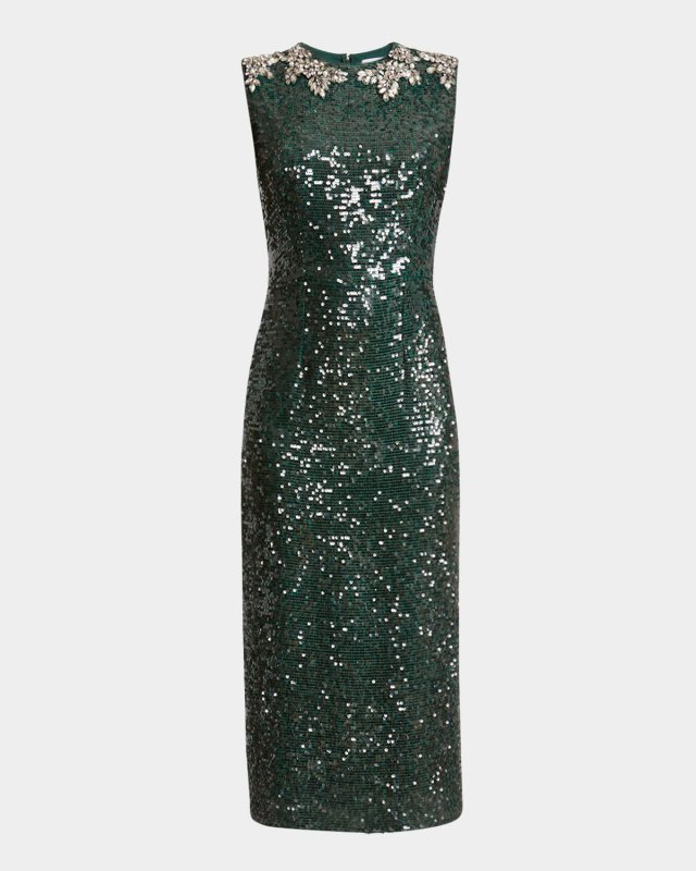 Sequined Crystal Midi Dress